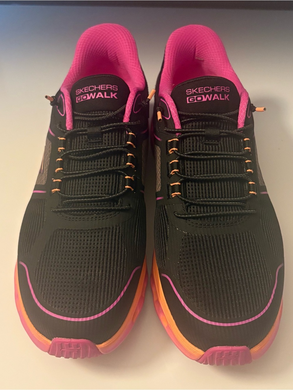 Skechers GoWalk Women's Black Pink Orange Athletic Shoes